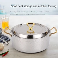 three layer steel hammered soup pot commercial hot pot thickened induction cooker applicable to gas stove one person small