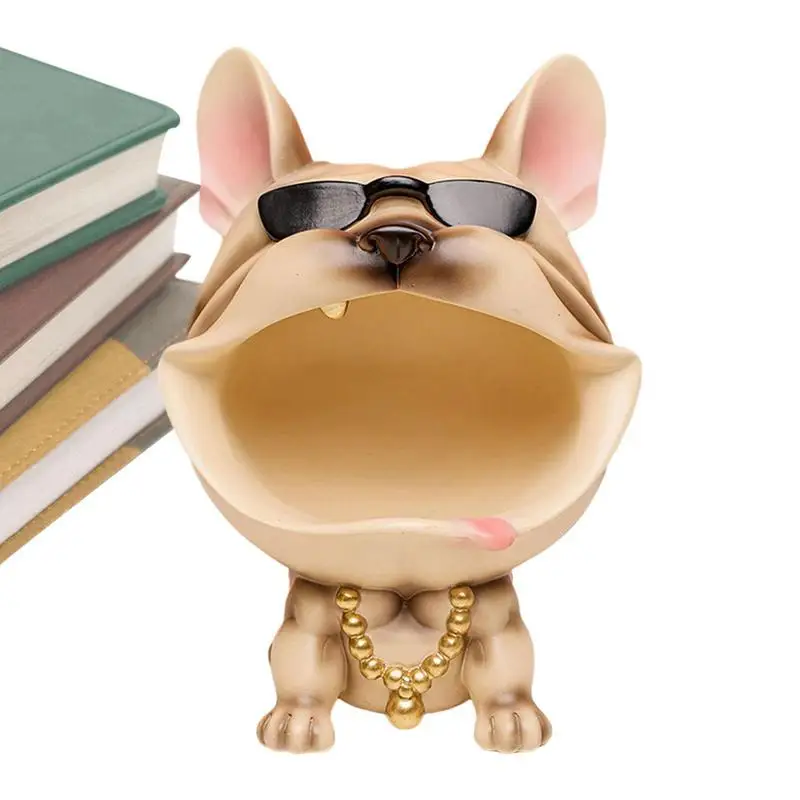 

Key Bowl For Entryway Table Household French Bulldog Sculpture Storage Container Entrance Key Earrings Coins Container Lovely