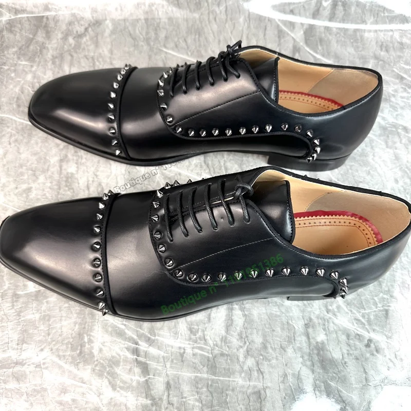 

Женские туфли на квадратном каблуке, черные однотонные туфли-лодочки с заклепками и перекрестной шнуровкой, 2023