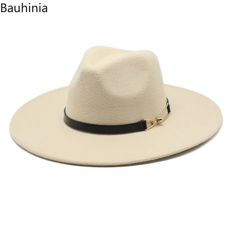 

Bauhinia 2022 Women's Felt Fedora Hat 9.5cm Wide Brim Wedding Decoration Dress Hats Men Gentleman Panama Church Cap