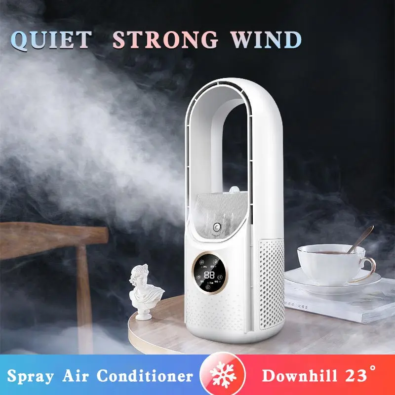 

1pc Leafless Electric Fan 6 Speed Household Silent Air Conditioner Timer Student Dormitory USB Cooling Fan Humidifier Purifier