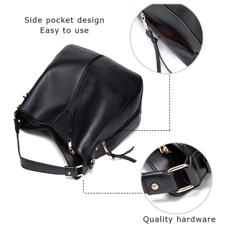 Faux  Hobo Handbags for Women Large Designer Bucket Purse