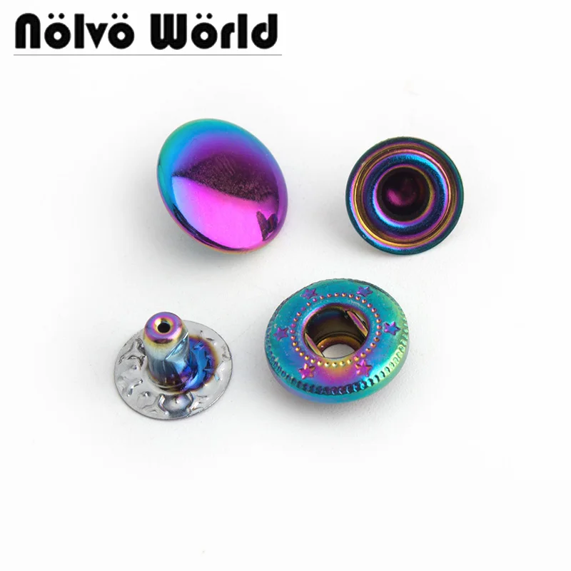 

20-100 sets rainbow 12mm 10 colors Copper snap fastener press button for clothes backpacks decorative buckle snap button metal
