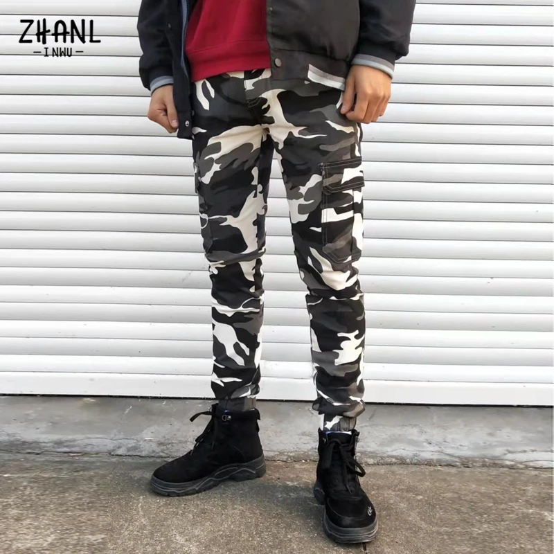 Multi-Pocket Men's Jeans Casual Travel Jeans Men's Trousers Camo Straight Pants Four Seasons Printed Trousers New Men Casual Men