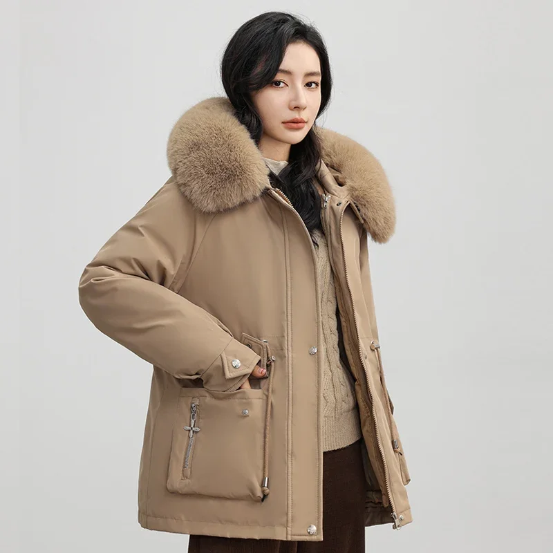 Теплая парка модная зимняя куртка женская короткая 3XL Женская зимнее пальто