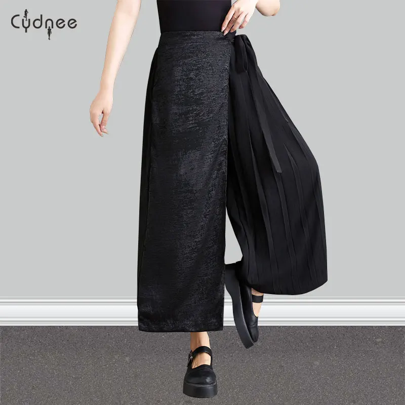 Женские однотонные брюки Palazzos укороченные капри японские в стиле Samben