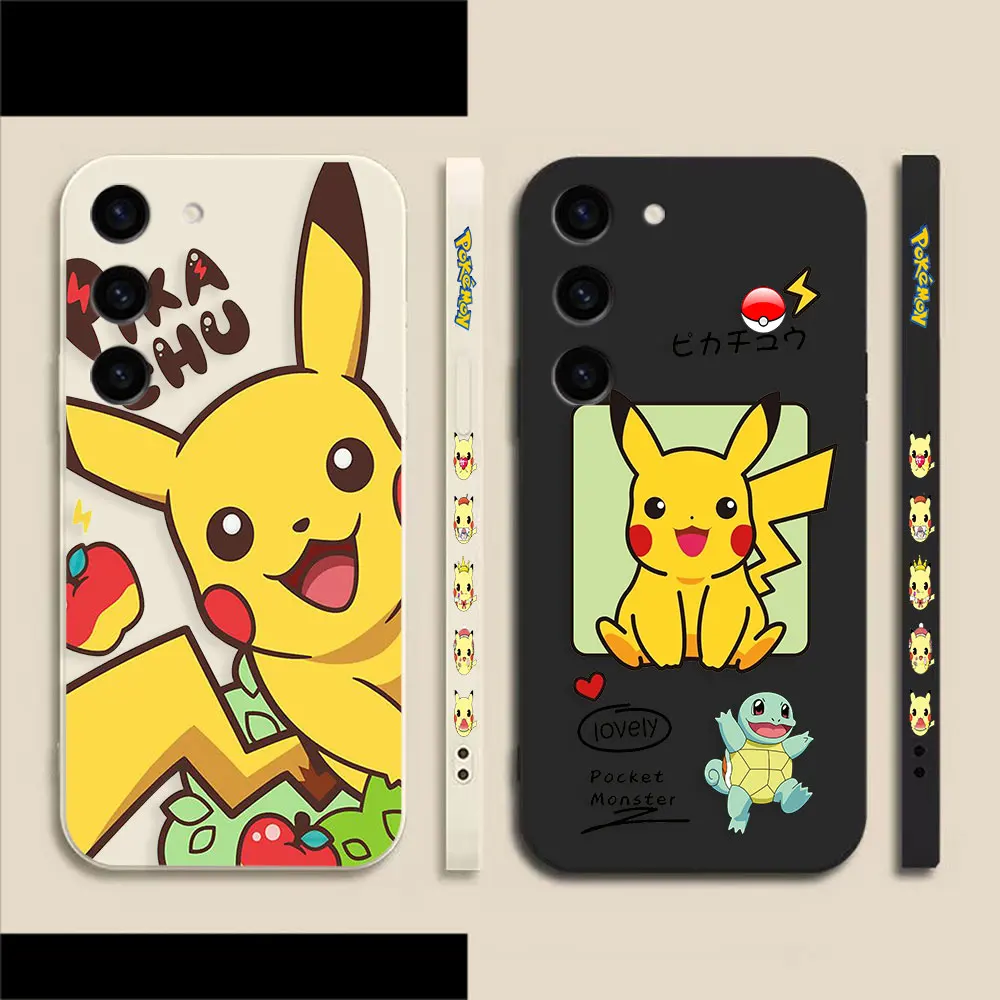 

Cartoon P-Pikachu P-Pokemon Phone Case For Samsung S23 S22 S21 S20 FE S11 S11E S10 S10E S9 Ultra Plus 4G 5G Colour Liquid Case