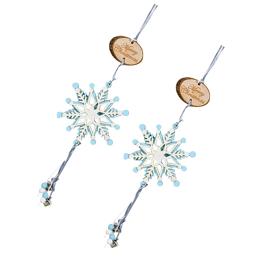 

2pcs Blue Delicate Christmas Hanging Snowflake with Bell Decor Creative Christmas Tree Hanging Pendant Home Ornaments