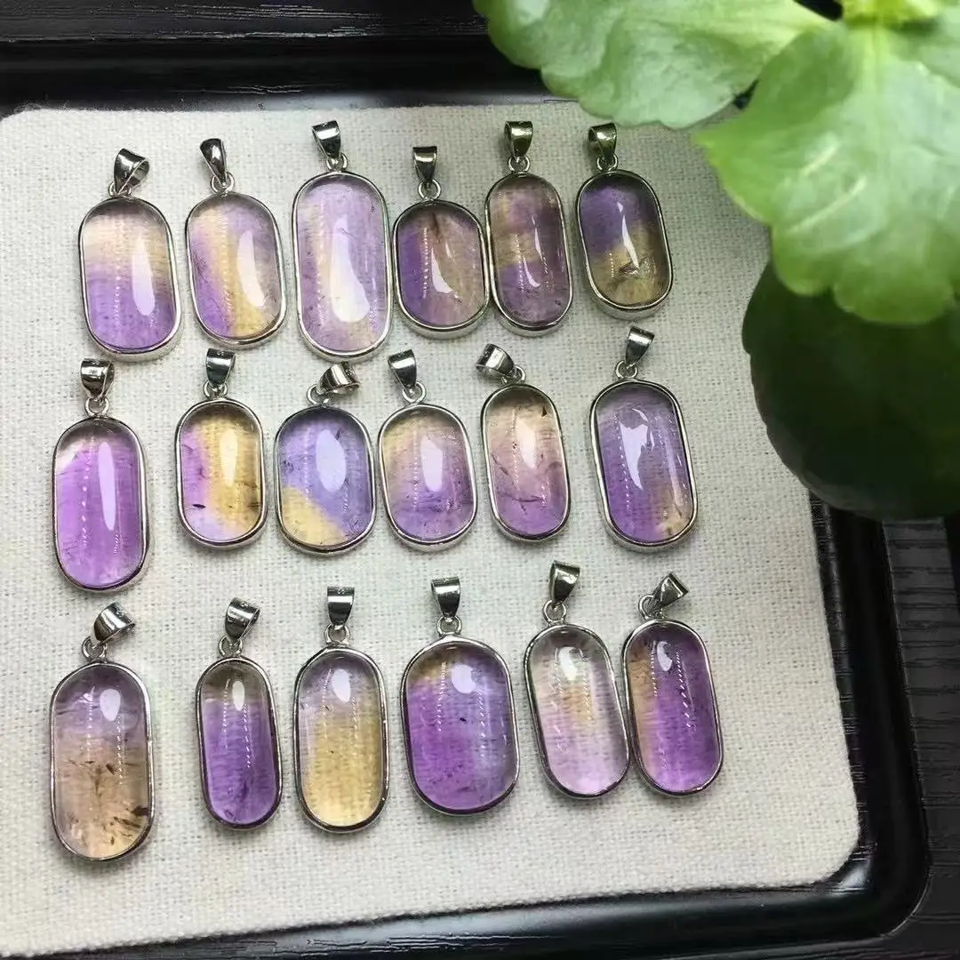 Цельный кулон из серебра 925 пробы с натуральным аметрином целебным кристаллом и