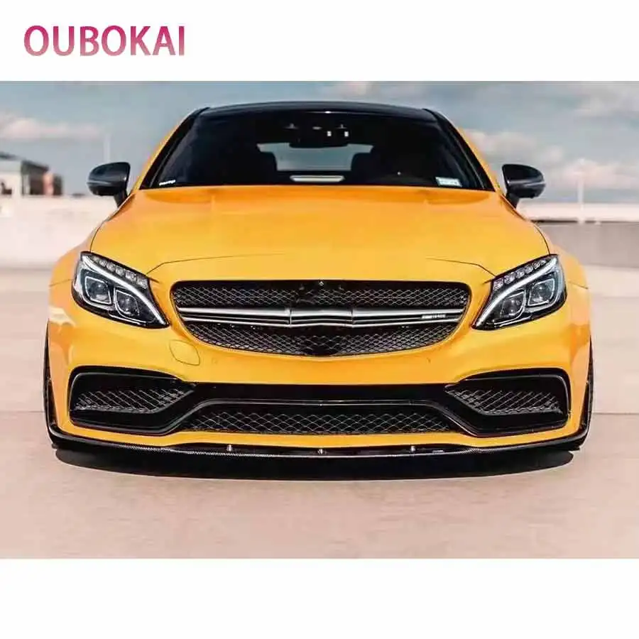 Фото Для Mercedes-Benz C-класса W205 C63: карбоновый передний сплиттер, накладка на передний бампер, диффузор, спойлер-«губа», элементы обвеса №1