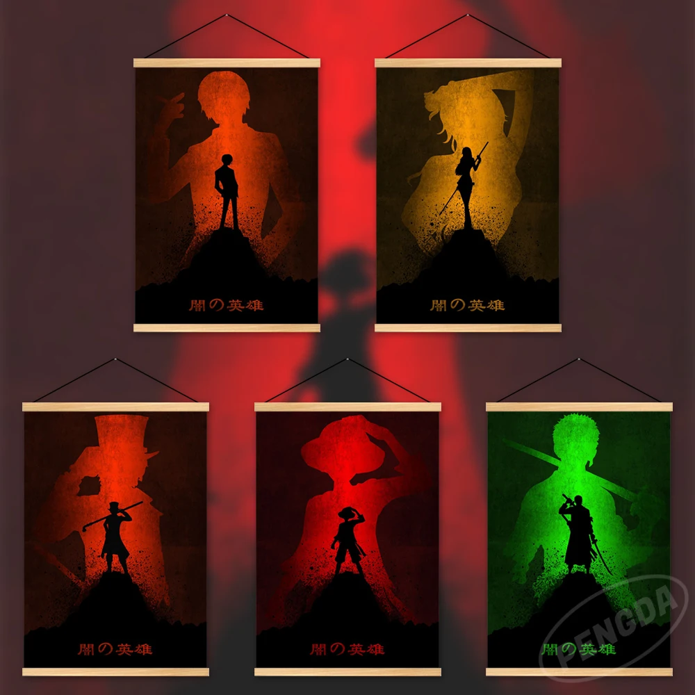 

Домашний декор цельный деревянный подвесной Рисунок Аниме HD холст Обезьяна D Луффи печать плакат современное настенное искусство Модульна...