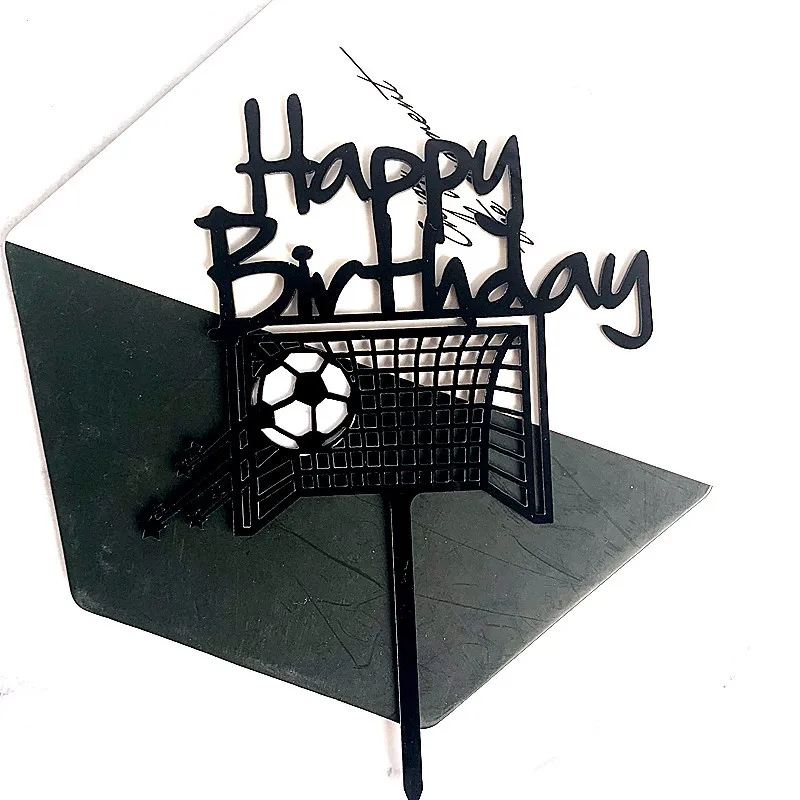 

2022 Hot Sale Football Acrylic Cake Topper Creative Soccer Happy Birthday Cake Topper for Boys Birthday Sports Party Cake Decor