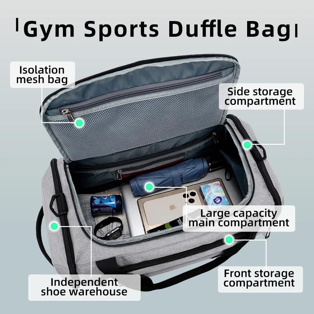 Men Gym Bag Large Capacity Training Fitness Workout Sports Bag Backpack Dry Wet Yoga Bags Business Travel Bag With Shoes Pouch