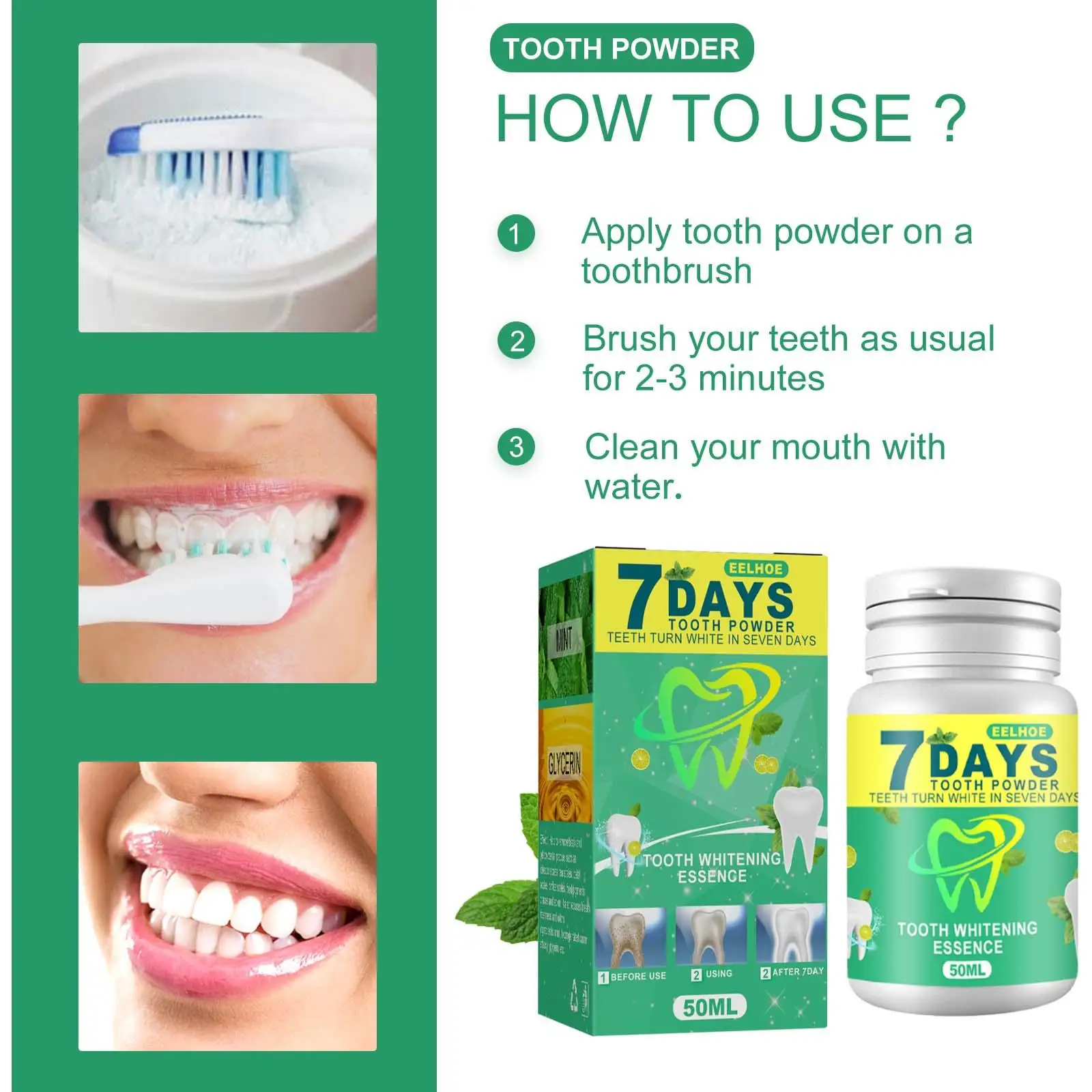 

Organic 50G Teeth Brightening White Teeth Cleaning Tooth Improve Oral Odor for Sensitive Teeth