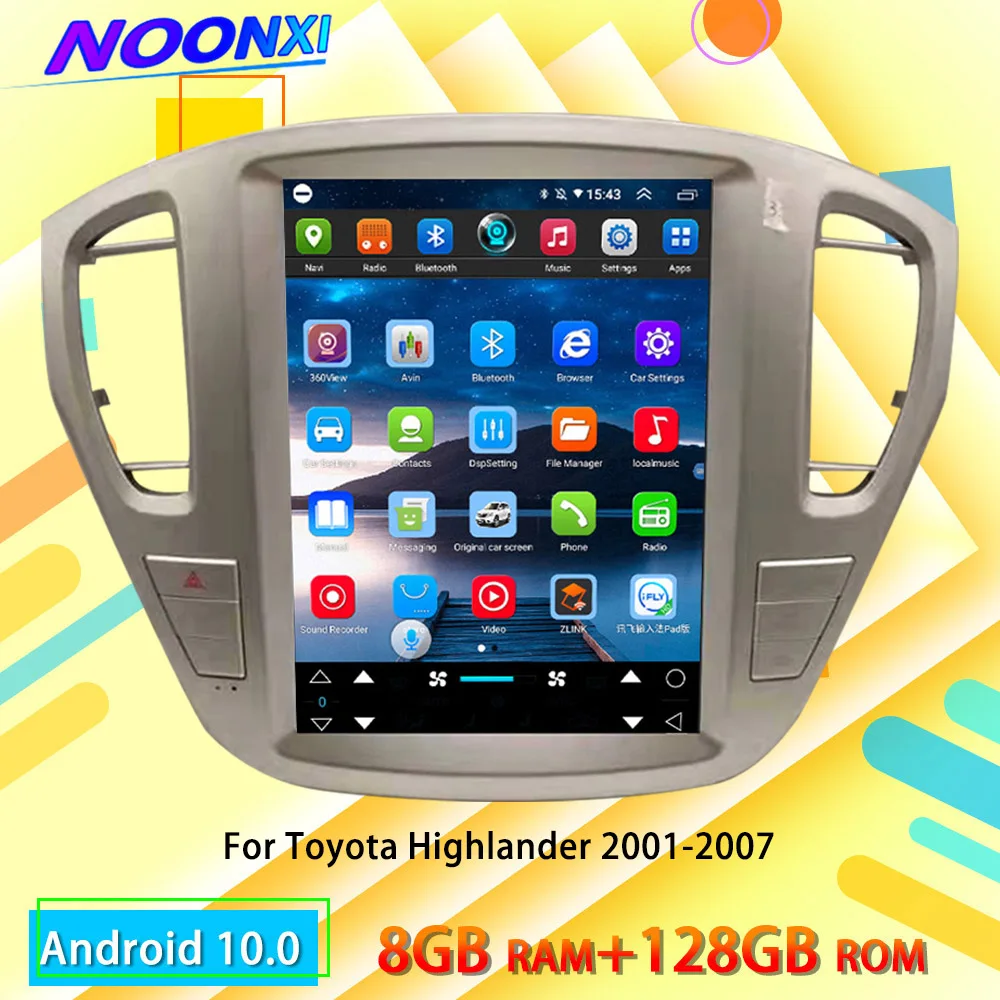 2 Din Android 10.0 8G+128G For Toyota Highlander 2001-2007 Radio Car Multimedia Player Auto GPS Navigation Head Unit DSP Carplay
