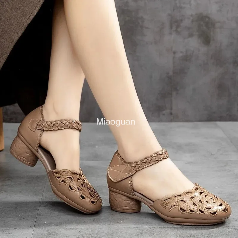 Сандалии-гладиаторы женские на высоком каблуке 5 см классические босоножки с