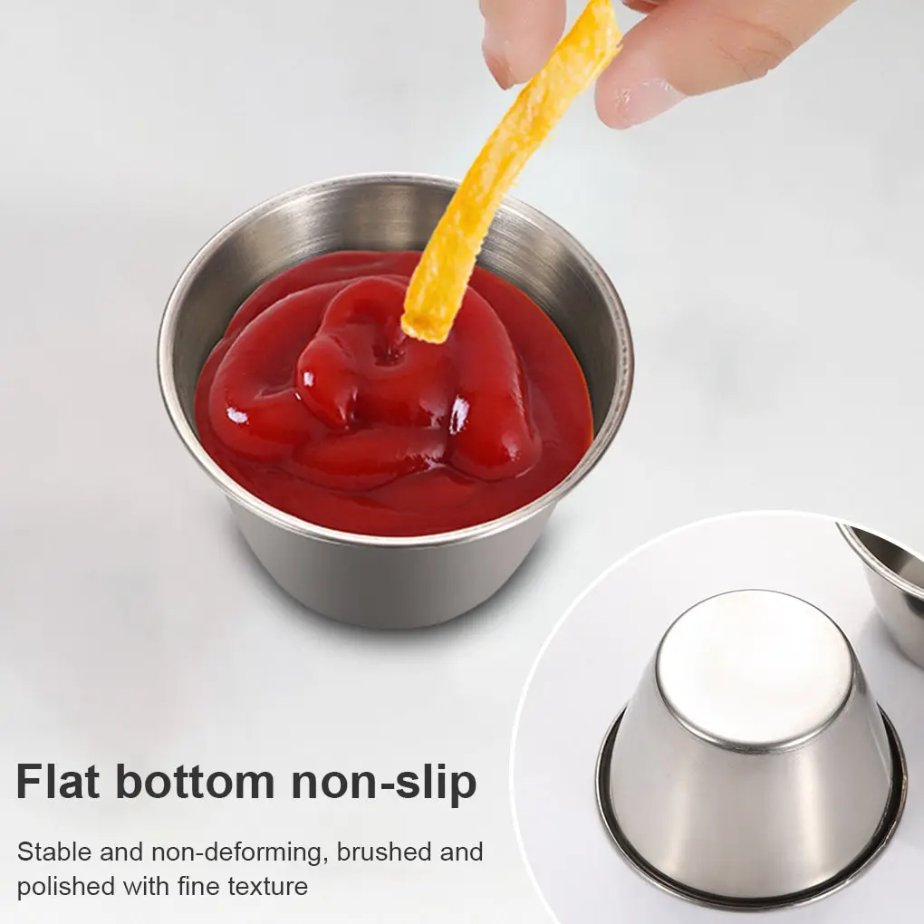 

Stainless Steel Condiment Sauce Cups Dipping Container Salad Dressing Syrup Bowl Dining Holder Household Restaurants BBQ Tooll
