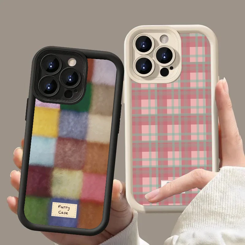 Фото Милый чехол для телефона в клетку с цветными блоками Dopamine для Xiaomi Redmi Note 14 13 12 Pro Plus 5G 12S 11S 11 Redmi 13C 14C Soft Cover №1