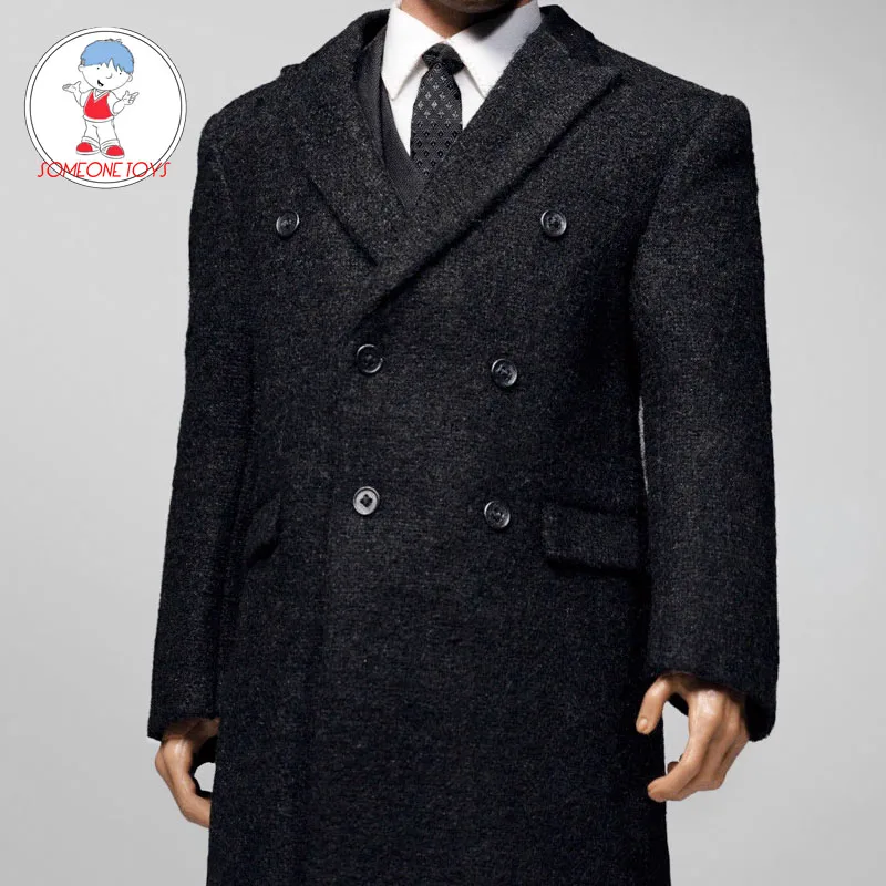 

POPTOYS X34 1/6 крутая мужская Одежда для кукол черное пальто Модная длинная теплая ветровка для 12-дюймовой фигурки тела