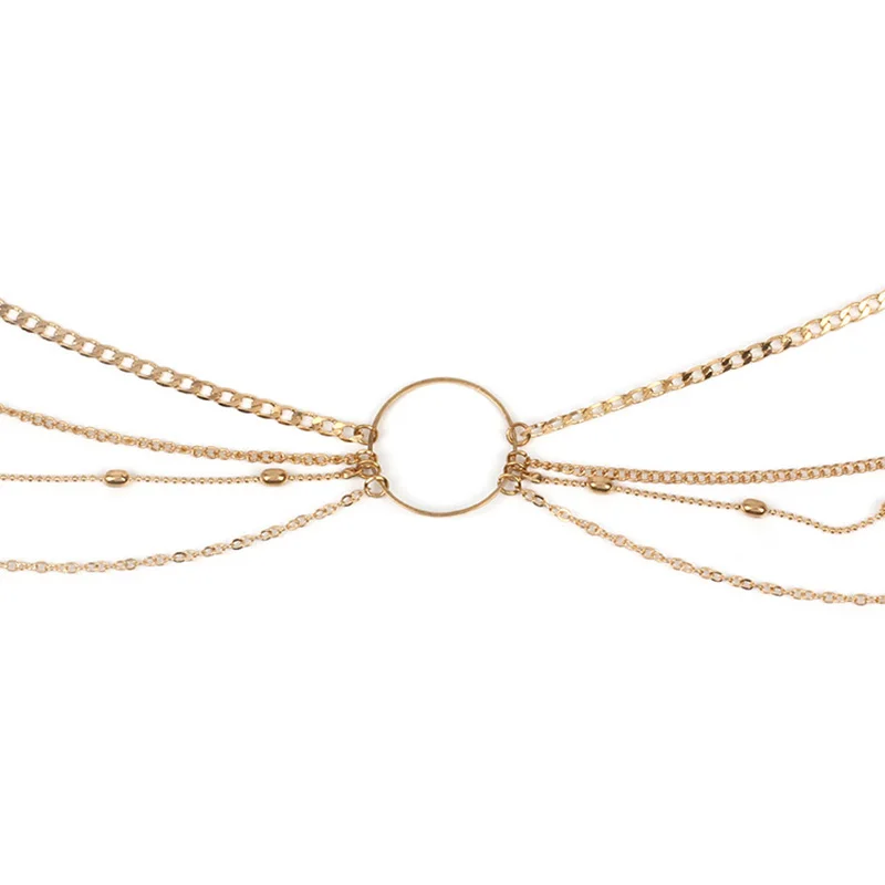 Женская цепочка на талию многослойная золотого цвета в богемном стиле Ювелирное