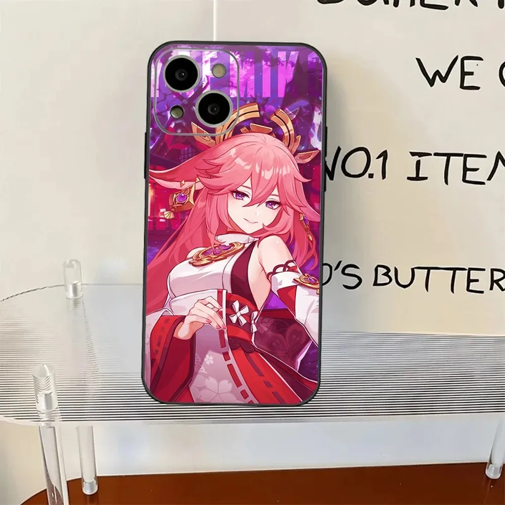 Чехол для телефона Genshin Impact Yae Miko iPhone 11 12 13 14 15 XS XR X Mini Pro Max Plus