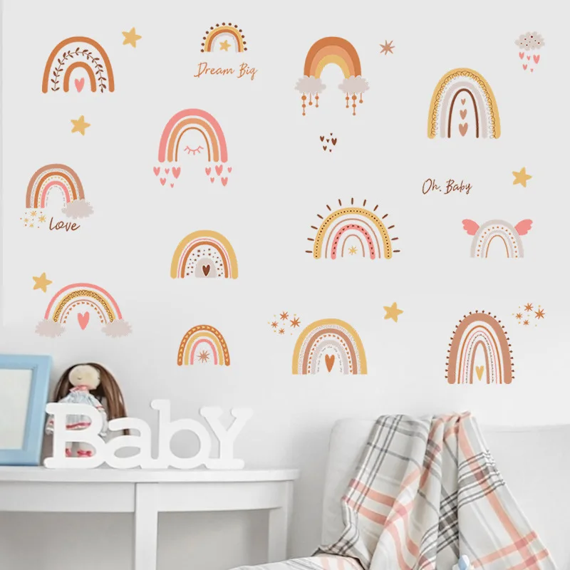 

Cartoon Rainbow Stars Wall Sticker Children Nursery Removable Vinyl DIY Wall Decals Baby Kids Room Interior Home Decoration