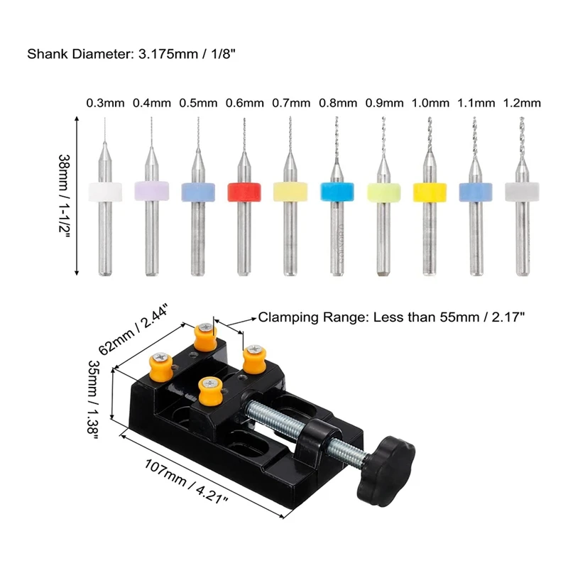 Набор инструментов для ручной дрели 60 шт. 10 сверл печатных плат 48 спиральных 0 5-3