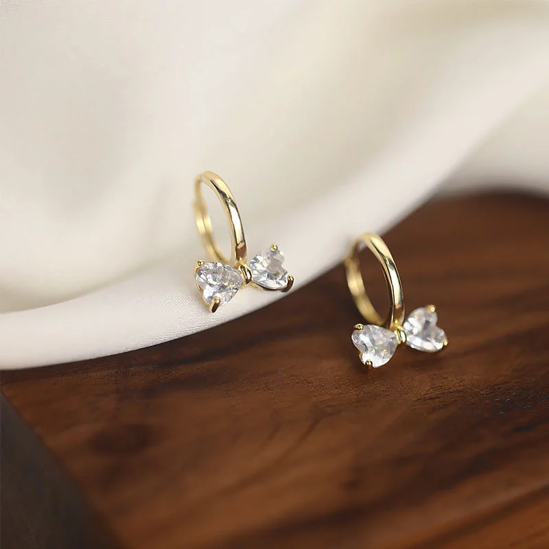 Серьги-кольца женские из серебра 925 пробы с цирконом