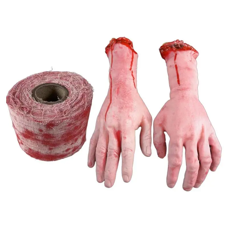 

Scary Broken Hands Thrilling Severed Human Arm Realistic Gauze Horror Party Supplies Gauze With Blood For Vampire Makeup Costume