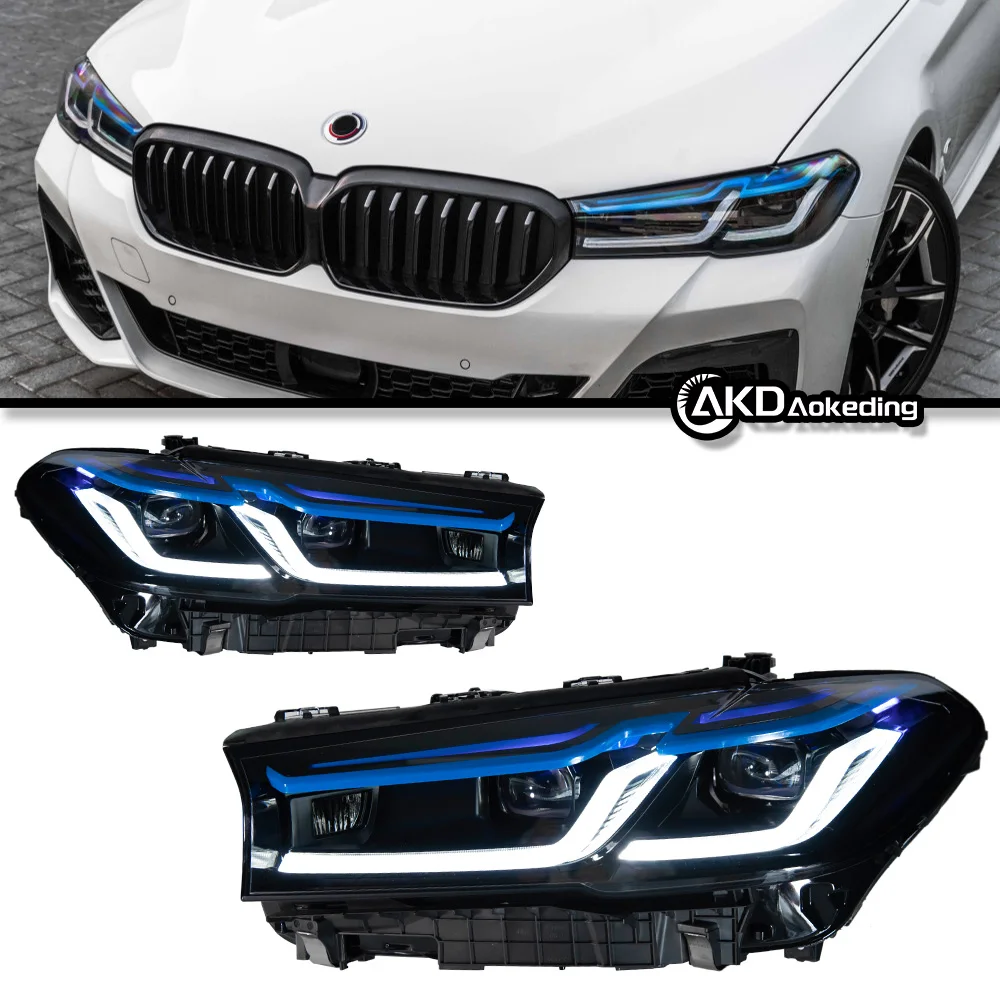 Для BMW 5 серии 18-20 фара в сборе G38 G30 модификация позже LCI синие брови дневные