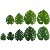 12pc artificial leaves green turtle leaf palmier hawaiian simulation plant hen party wedding birthday home decoration photo prop