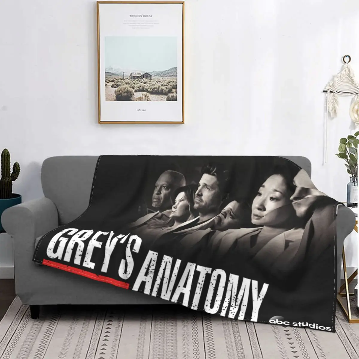 

Grays Anatomy Melody-Manta mullida para niños, a cuadros para cama colcha, Picnic