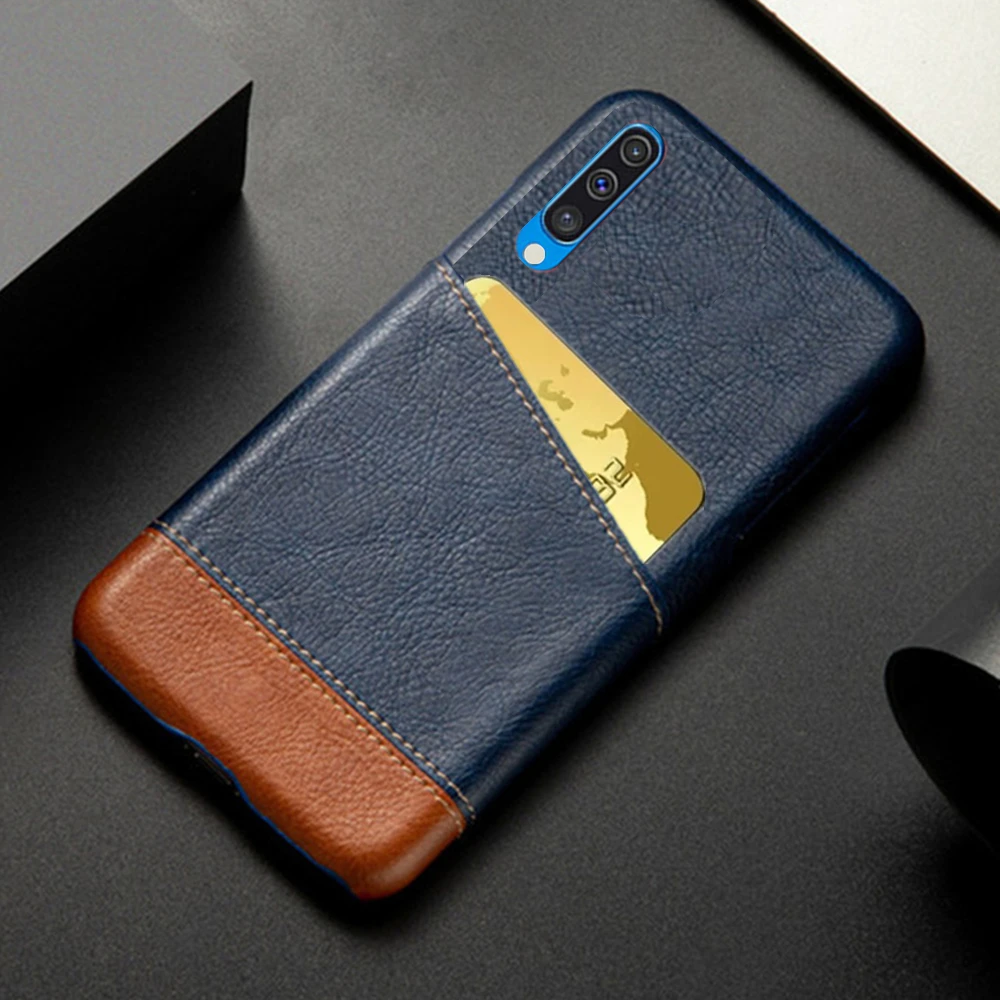 

For Funda Samsung A50 Case Mixed Splice PU Leather Card Slots Holder Cover For Samsung Galaxy A50 A 50 2019 A505 A505F SM-A505F