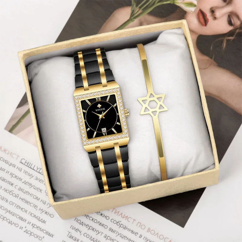 WWOOR Elegant Women Watch Lady Fashion Brand Diamonds Wristwatch Japan Movement Stainless Steel Gift for Female Relogio Feminino