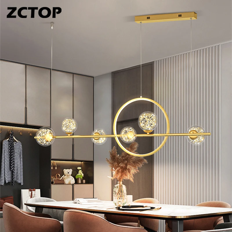 

Black/Gold LED Glass Chandeliers Home Lighting For Dining Room Bedroom Living Room Hotel Dimmable Indoor Pendant Lights Fixtures