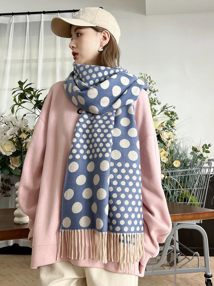 Винтажный вязаный шарф из искусственного кашемира головной платок зимняя