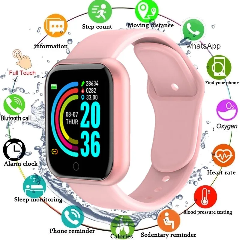 

D20 Smart Watch Men Kids Sport Fitness Tracker Y6 Women Bracelet watches kids girls watch For Android IOS Xiaomi Huawei hours