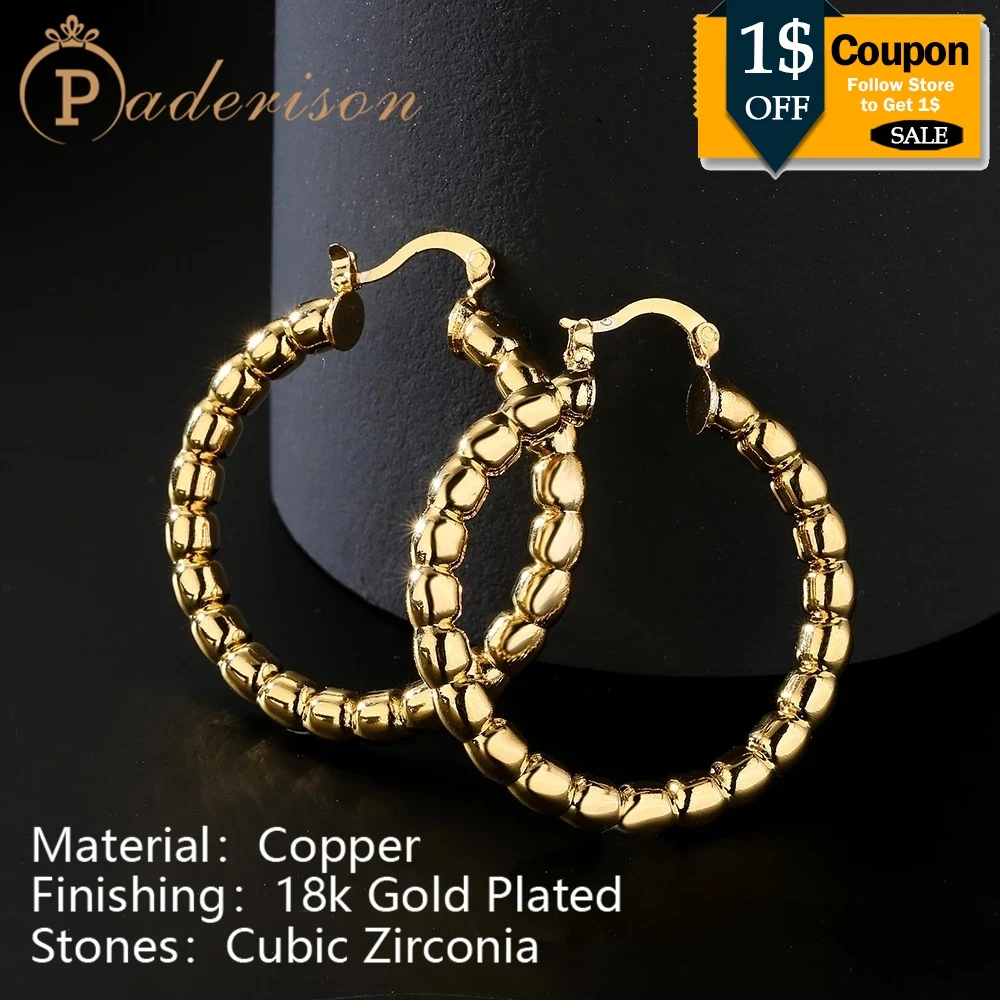 

Luxury Retro Fashion Circle Geometric Earrings For Women Golden Big Circle Hoop Earrings Copper 18K Gold-Plated Earrings