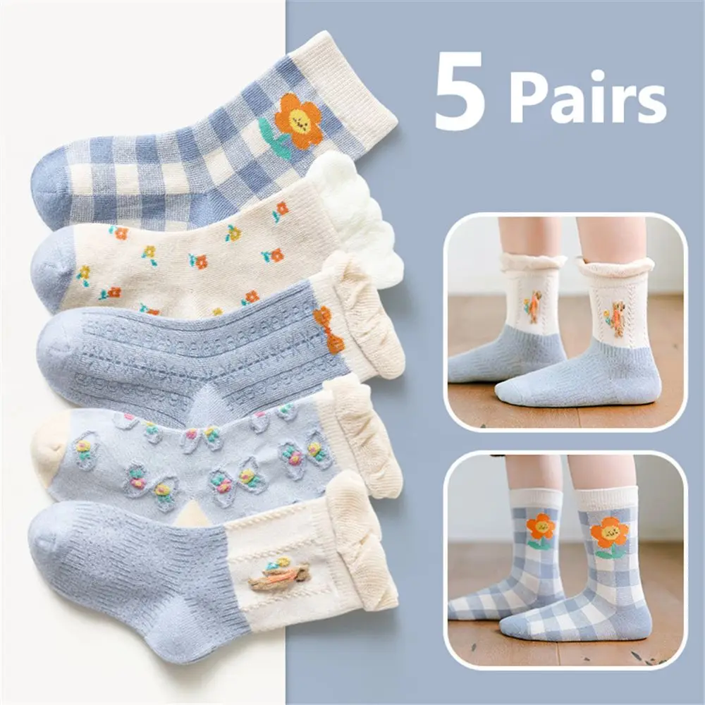 

5 Pairs Cute Soft Cartoon Cotton Baby Girl Socks Toddler Kids Socks Children Socks School Socks