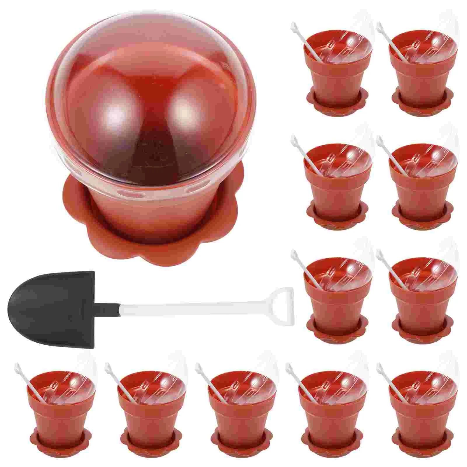

20 Sets Mini Plastic Cups Spoon Flowers Shaped Pudding Cups Pots Outdoor Ice Drink Cupcake Containers Mousse Decorative Floral