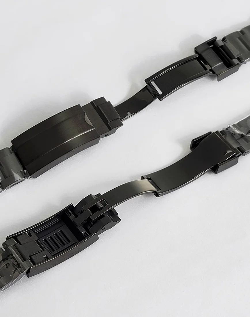 20mm Watch Strap SUB Watch Accessories PVD Black 316 Stainless Steel Strap Pull Tooth Buckle Watch Accessories