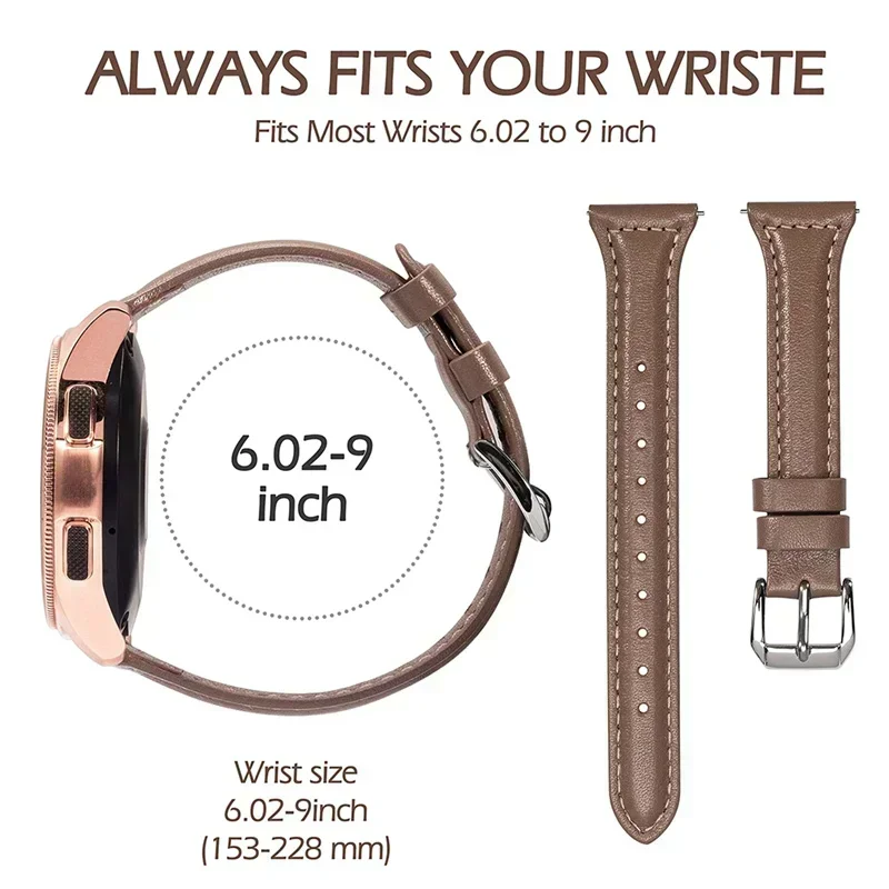 Фото Тонкий кожаный ремешок для Redmi Watch 5 Active/Lite Samsung Galaxy watch 6/7/FE/5Pro/4 Classic/Xiaomi watchS4, браслет 20/22 мм №5