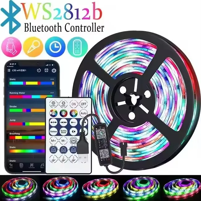 

Светодиодная лента WS2812B Epistar 5В USB Bluetooth 1-30м