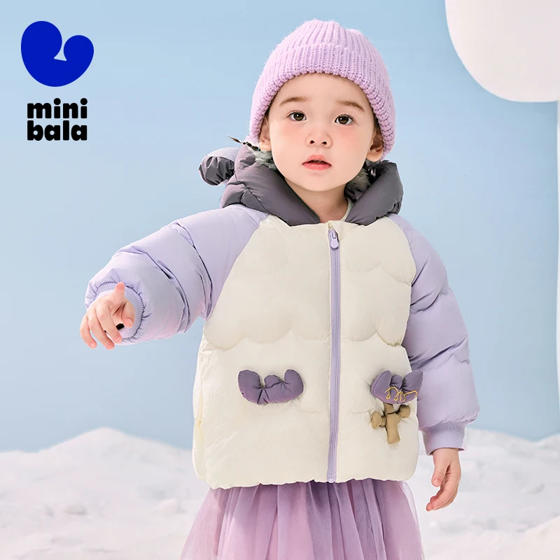 Пуховая верхняя одежда Mini Bala для мальчиков и девочек 2024 новые зимние стили с