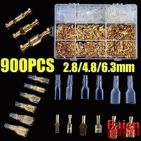 900pcs male female spade terminal electrical wire crimp connector 2 84 86 3mm with insulated sleeves cable terminal