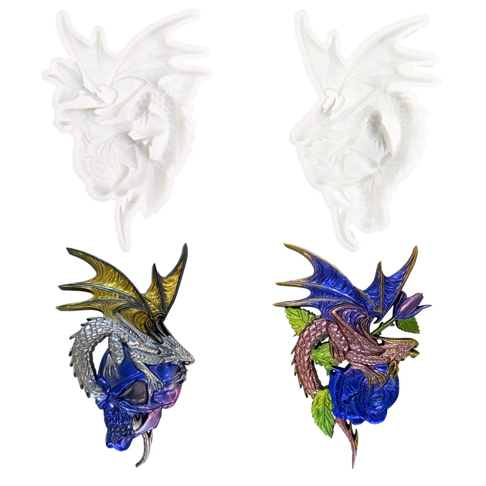

Halloween Crystal Dripping Epoxy Resin Mold Western Wall Decoration Pendant Dragon Rose Crafts