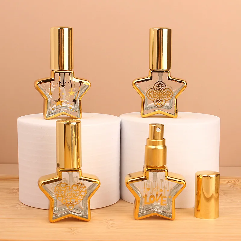 

8ml Luxury Plating Glass Perfume Spray Bottle Gold Top Portable Refillable Bottles Transparent Alcohol Sanitizer Atomizer Mini