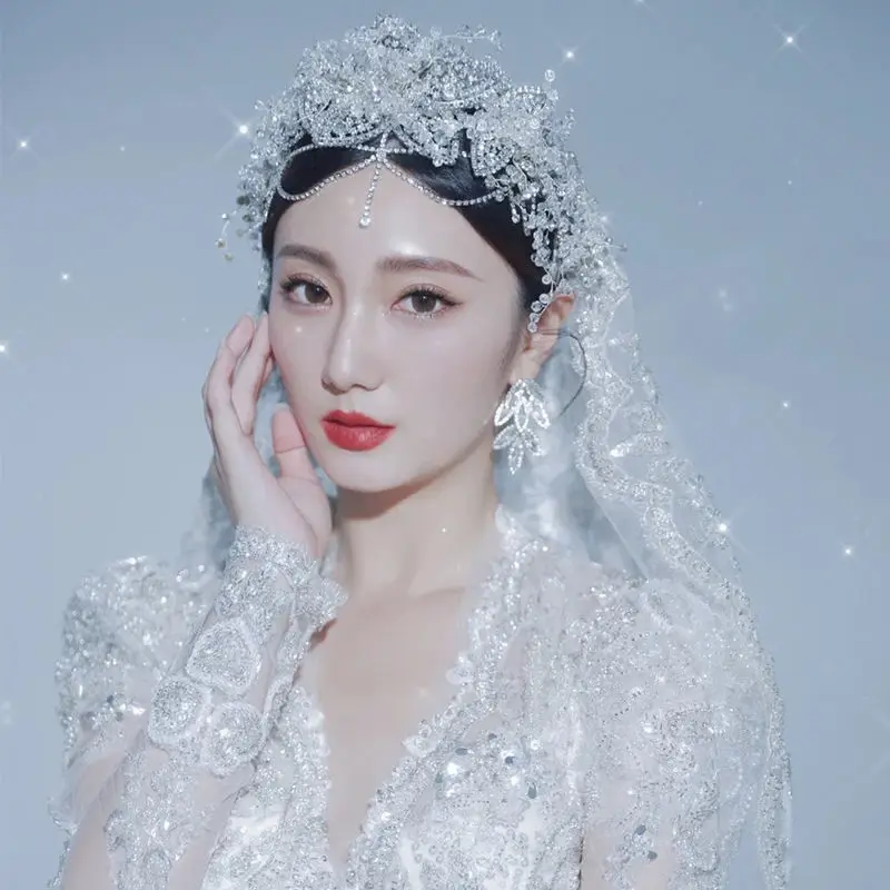 

Свадебный головной убор с короной невесты роскошный модный головной убор со стразами для моделирования свадебного платья стразы аксессуар...