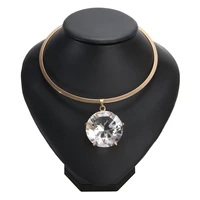 1 pc fashion super huge large big crystal necklace bling rhinestone pendant necklace for women party gift body jewelery