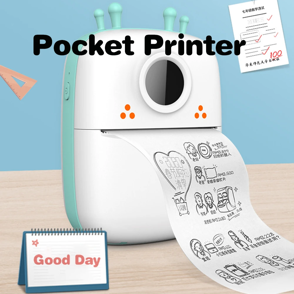 Mini Portable Printer Pocket Printer Thermal Printer Inkless Bluetooth Wireless Connection For Birthday Gifts For Work Study